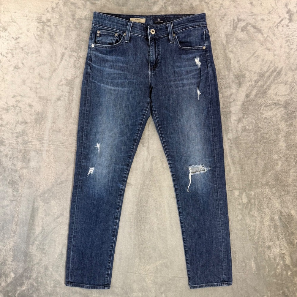 AG Adriano Goldschmied The Nolan Relaxed Slim Jeans Womens 28R Blue Distressed
